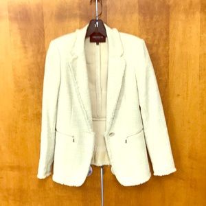Blazer Sz 2 Lafayette 148 New York. Cream/blue Twd